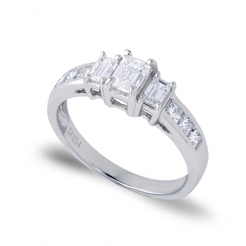 1.00ct Emerald & Brilliant Diamond Ring