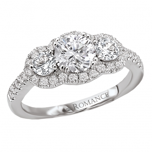 1.05CT 3 Stone Diamond Halo Ring