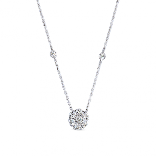 0.91CT Diamond Flower Necklace